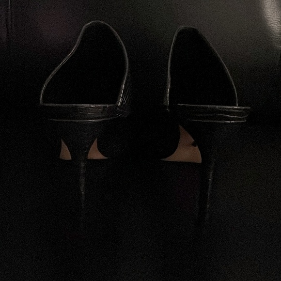 Schutz Bardot Croc Embossed Leather Stiletto Mules - Picture 8 of 11